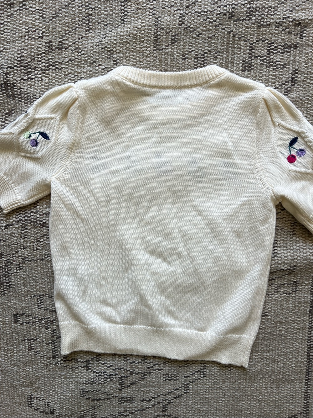 Bonpoint Cream Knit Sweater with Multicolor Cherry Embroidery - Picture 5 of 7